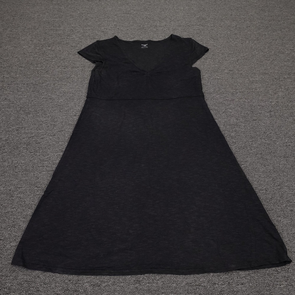 Horny Toad Dress Womens Large Black Short Sleeve V-Neck A-Line Travel Casual
